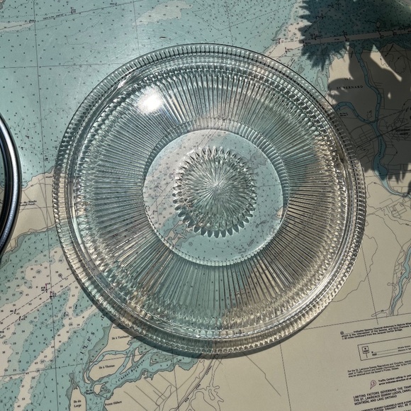 Vintage Cut Glass Cake Plate with Chrome Lid - Picture 3 of 5